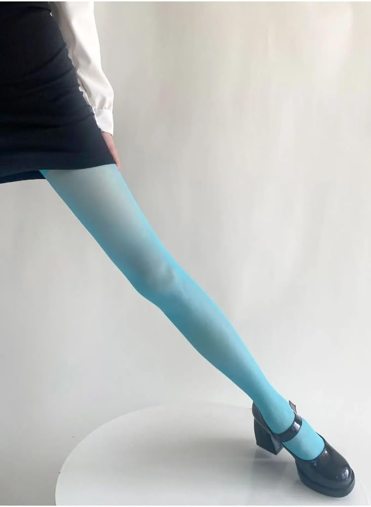 TYATVS Funky Colorful Tights for Women Whimsy Twee Colored Stockings Teal Fun Tights Y2k Emo Whimsigoth Clothes - Image 2